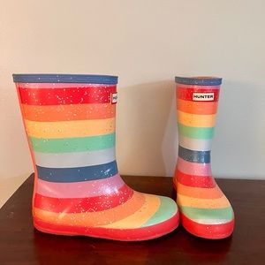 Hunter Kids First Rainbow Glitter Stripe Rain Boots, Size 13 US/11 UK